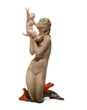 Abele Jacopi, Mama Sirena Su Piatto, for Lenci, glazed earthenware, signed in black 'Lenci TORINO ITALY' and initialed 'CA'