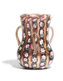 Vittorio Zuffi, Handled Vase, for Fratelli Toso, aventurine cane and floral murrina