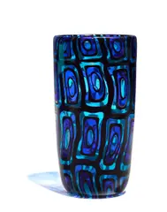Pollio Perelda, Vase Cattedrale, Fratelli Toso, blue murrine glass, bearing paper label inscribed 'CATTEDRALE Blu'
