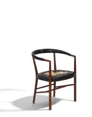Jacob Kjaer, UN Chair, teak, leather, with Jacob Kjaer tag and branded 'MADE IN DENMARK'