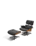 Charles and Ray Eames, 670 Lounge Chair and 671 Ottoman, designed 1956, for Herman Miller, laminated plywood, leather, aluminum, with black Herman Miller label