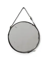Mirror by Jacques Adnet, for Hermès, leather, brass, glass, offered Oct 2018