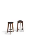 Pierre Jeanneret, Pair of Stools, teak, steel, one stool with hand applied and painted stencil marks 'PH LAB1'