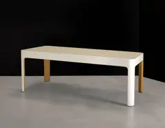 Custom Dining Table by John Dickinson, carved and lacquered bleached oak, offered Oct 2018
