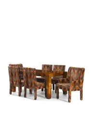 Cityscape Dining Set by Paul Evans, for Directional USA, burled walnut, upholstery, sold Oct 2018