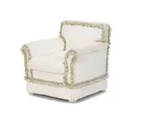 Syrie Maugham, Armchair, silk upholstery, tassel border