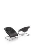 Gordon Guillaumier, Pair of Cortina Armchairs, for Minotti, leather, chromed metal, with Minotti tag with date of manufacture '09/09/16'