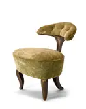 Mark Brazier-Jones, Lunar Chair, patinated bronze, textured velvet