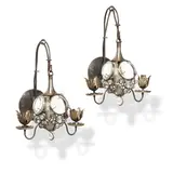 Mark Brazier-Jones, Pair of Sera Wall Lights, patinated iron, glass