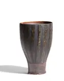 Vase by Lucie Rie, porcelain, manganese with incised decoration, impressed with artist's seal 'LR', offered Oct 2018