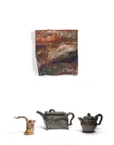 John Glick, Plaque and Three Vessels, for Plum Tree Pottery, glazed stoneware, each incised 'Glick'