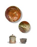 John Glick, Group of Four Works, glazed stoneware, comprising: two chargers, incised 'Glick' and impressed 'PLUMTREE POTTERY'