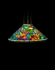 Tiffany Studios, Rare and Early Trumpet Creeper Hanging Lamp, leaded glass and patinated bronze