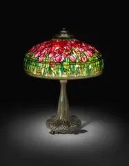 Tiffany Studios, Important Tulip Lamp, leaded glass, patinated bronze, shade stamped 'TIFFANY STUDIOS 1548'