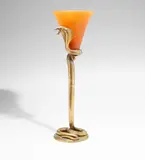 Edgar Brandt and Daum Frères, Cobra Table Lamp, gilt bronze, mottled glass, base stamped 'EBRANDT', glass engraved 'DAUM NANCY' with the Cross of Lorraine