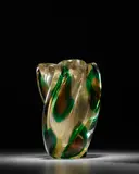 Macchie Ambra Verde Vase by Archimede Seguso, clear glass internally decorated with green and amber and gold inclusions, sold Dec 2018