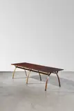 La Crémaillère Dining Table by André Renou and Jean-Pierre Genisset, wrought-iron with gilt finish, mahogany, offered Dec 2018