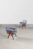 Pair of Committee Chairs by Pierre Jeanneret, designed 1953-54, teak, re-upholstered in leather, offered Dec 2018