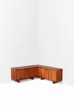 Corner Cabinet by George and Mira Nakashima, Persian walnut with free edge and three butterfly joints, oak interior, marked in black 'Nakashima Mira 12, offered Dec 2018