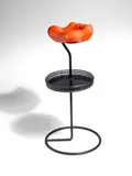 Mathieu Matégot and Georges Jouve, Cendrier Patte d'Ours, designed 1950, solid and perforated steel, glazed ceramic