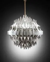 Unique Torciere della Cultura Ceiling Light by Sami El-Khazen, for Arredoluce, nickel plated bronze, acrylic, sold Dec 2018