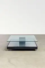 Marco Fantoni, Pre-Production Occasional Table, model T147, designed 1971, later produced by Tecno, lacquered wood, brushed steel, glass, manufacturer's label 'Tecno'