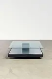 Marco Fantoni, Pre-Production Occasional Table, model T147, designed 1971, later produced by Tecno, lacquered wood, brushed steel, glass, manufacturer's label 'Tecno'