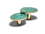 Kam Tin, Coffee Table, polished bronze, turquoise