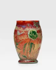 Alphonse-George Reyen, Rare Vase, glass, overlaid, acid-etched and wheel carved, engraved 'A Reyen 1893'