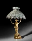 Table Lamp by Charles Korschann and Paul François Louchet, for Louchet, gilt bronze, leaded glass, offered Jun 2018