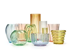 George Sakier, Group of Ten Vases, for Fostoria Glass Company, mold blown glass
