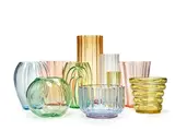 George Sakier, Group of Ten Vases, for Fostoria Glass Company, mold blown glass