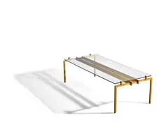 Marc Du Plantier, Coffee Table, gilt-iron, glass, the frame stamped twice 'M