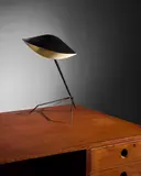 Serge Mouille, Trepied Table Lamp, designed 1953, for Ateliers Serge Mouille, enameled steel, enameled aluminum, brass