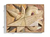 Tyra Lundgren, Dove Abstraction, unique plaque for Gustavsberg, stoneware with matte and gloss glazes, impressed twice 'GUSTAVSBERG'