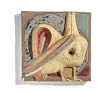 Tyra Lundgren, The Rooster, unique plaque for Gustavsberg, stoneware with matte and gloss glazes, impressed 'GUSTAVSBERG' and with museum acquisition labels
