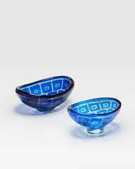 Sven Palmqvist, Two Ravenna Bowls, for Orrefors, internally decorated glass, each engraved 'Sven Palmqvist Orrefors Ravenna', the large example numbered 'Nr