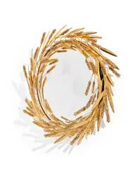 Robert Goossens, Mirror with a Crown of Wheat, ormolu, glass, engraved 'Robert Goossens 1973'