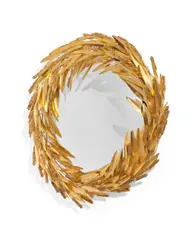 Robert Goossens, Mirror with a Crown of Wheat, ormolu, glass, engraved 'Robert Goossens 1973'