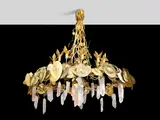 Robert Goossens, Water Lilies Chandelier, hand hammered ormolu and brass, with rock crystal