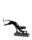 Maurice Prost, Panther and Serpent, patinated bronze, marble base