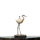 Anthony Redmile, Crane Vessel on Stand, silver plated, ostrich egg, hardstone, glass, ebonized wood