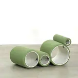 Joe Colombo, Tube Chair, manufactured by Flexform, pvc plastic, tubular steel, rubber, polyurethane foam, synthetic knit upholstery