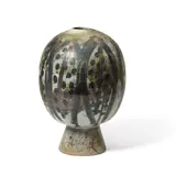 Peter Voulkos, Egg Shaped Footed Vase, glazed stoneware, signed on the underside
