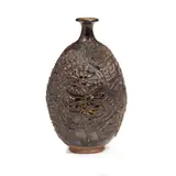 Peter Voulkos, Vase, glazed stoneware, with slip trailed floral decoration, signed on the underside