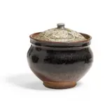 Peter Voulkos, Covered Vessel, glazed stoneware, incised signature on the underside