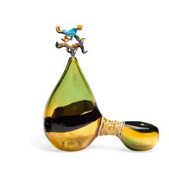 Vase by Luciano Gaspari, for Salviati, blown glass with applied glass ribbon, with stopper, sold Apr 2018