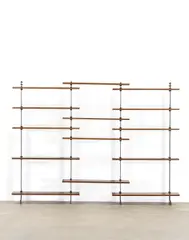 Ignazio Gardella, Shelving Unit, for Azucena, enameled steel, brass, mahogany
