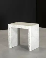 Custom Side Table by John Dickinson, marble, offered Apr 2018