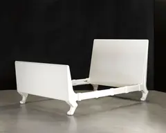 Custom Bed by John Dickinson, carved and lacquered wood, sold Apr 2018